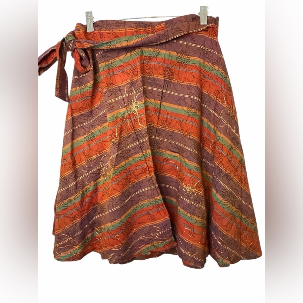 Sheesh Collections Multicolor Bohemian Embroidered Wrap Skirt NWT - Picture 2 of 7